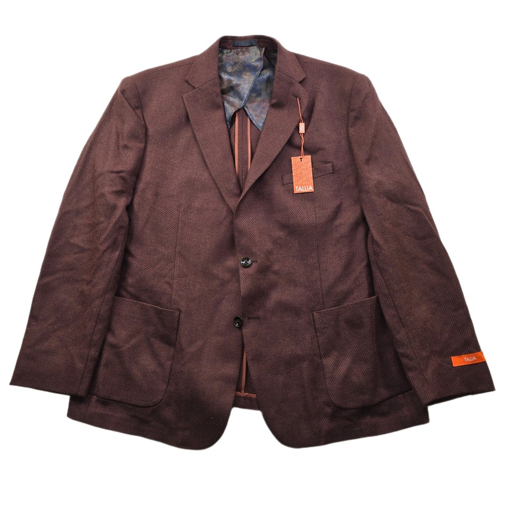 Tallia Vallata Sport Coat Mens 48R 48 Rust Brown Wool‎ Elbow Patch $295 NEW